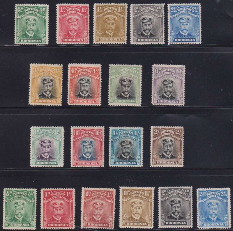 RHODESIA - BSAC LOVELY LOT OF MINT KGV ADMIRALS