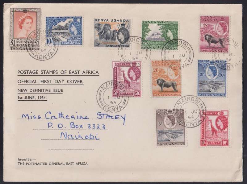 KUT 1954 ORIGINAL DEFINITIVE ISSUE ON FDC