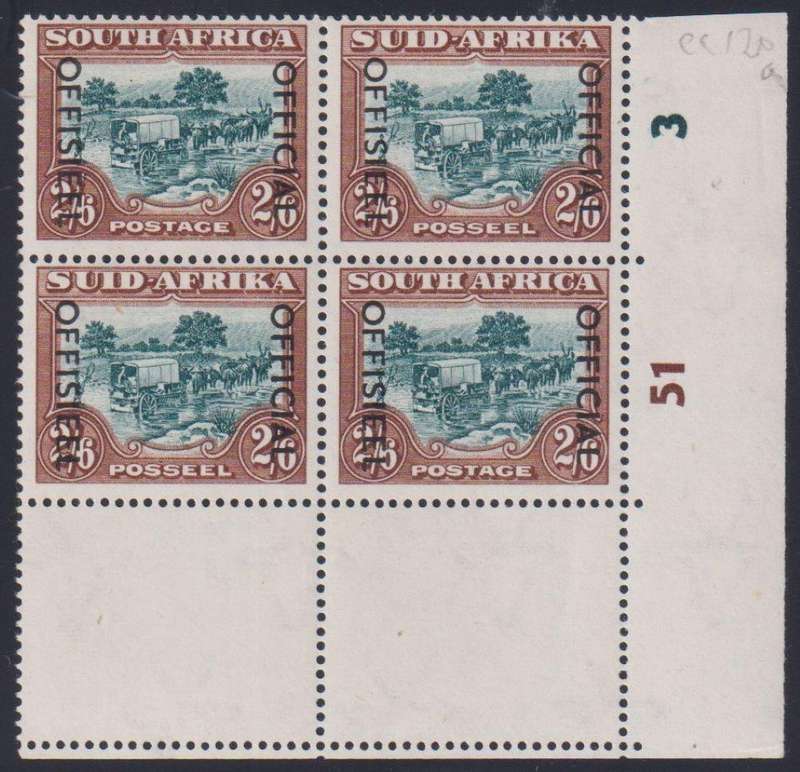 SA 1950 2/6 OFFICIAL CYL BLOCK  UM/MINT SACC O47a