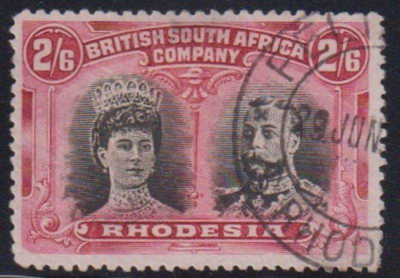 RHODESIA - BSAC 2/6  DOUBLE HEAD SG 155 FINE USED CV £450