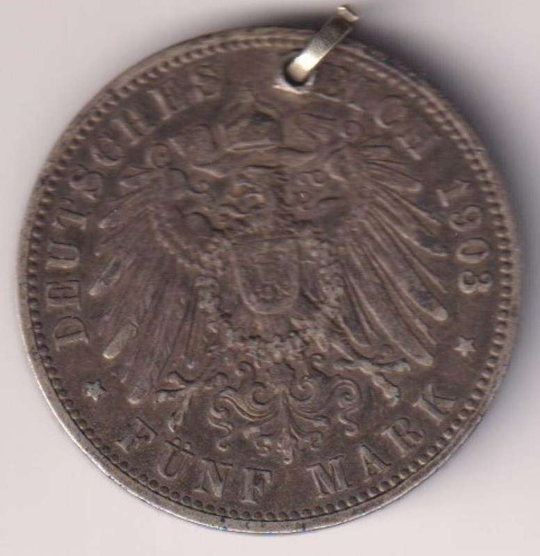 GERMAN 5 MARK 1903 SILVER COIN - WILHELM II