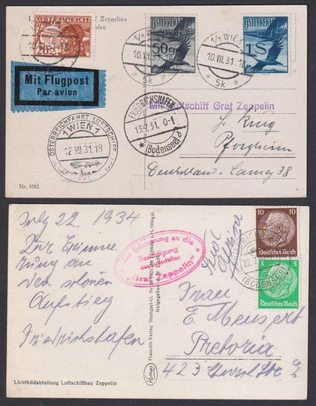 GERMANY & AUSTRIA 1931/4 GRAF ZEPELLIN POSTCARDS - SUPERB!