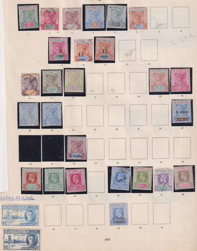 SEYCHELLES EARLY COLLECTION ON PAGES - HIGH CAT VALUE