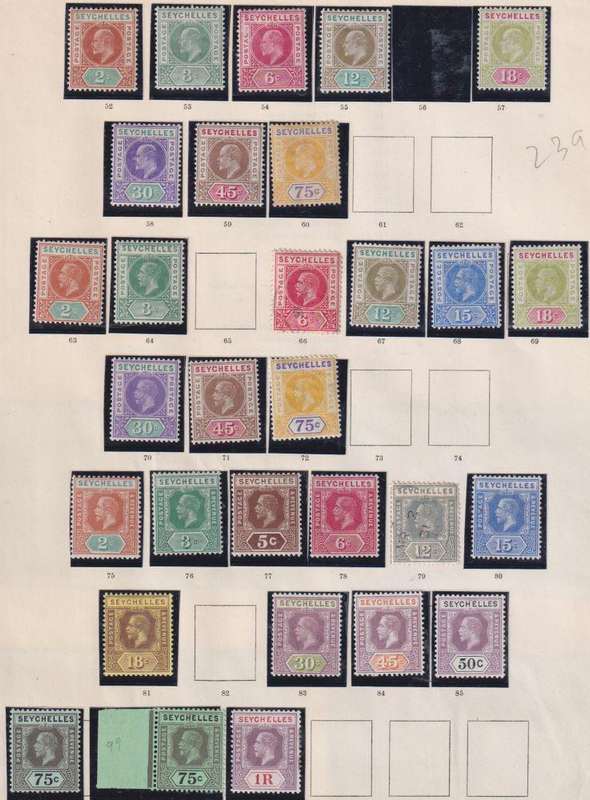 SEYCHELLES EARLY COLLECTION ON PAGES - HIGH CAT VALUE