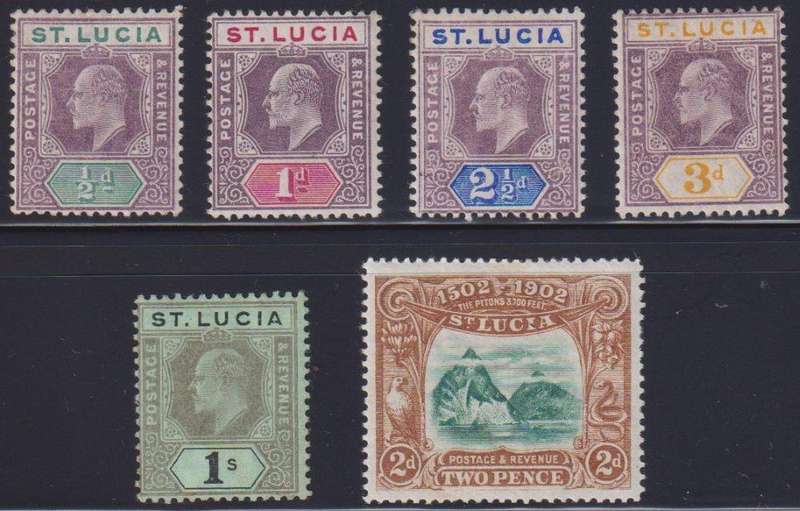 ST LUCIA 1902-3 KING EDWARD V11 HINGED MINT - CV £88