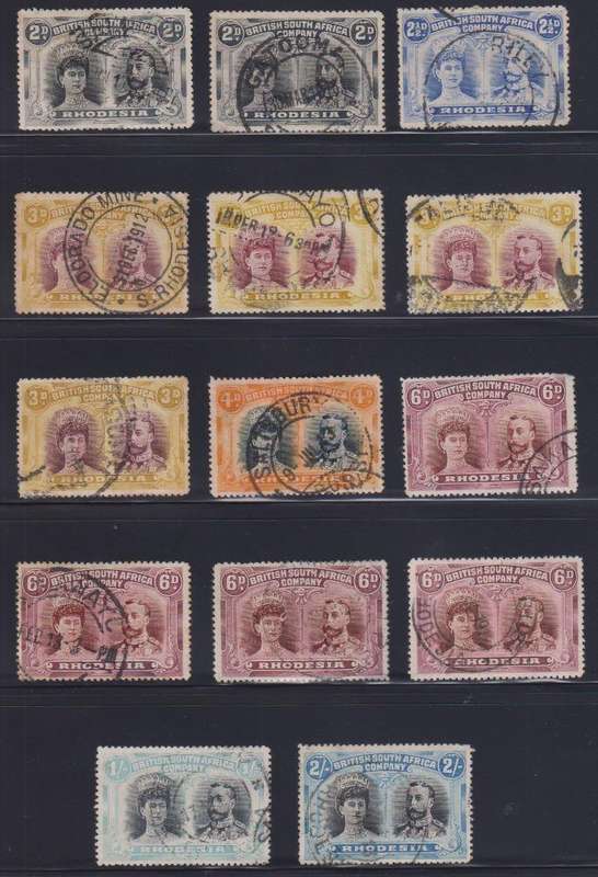 RHODESIA - BSAC DOUBLE HEADS - PERF 15 - A LOVELY USED LOT CV IN EXCESS OF £1000