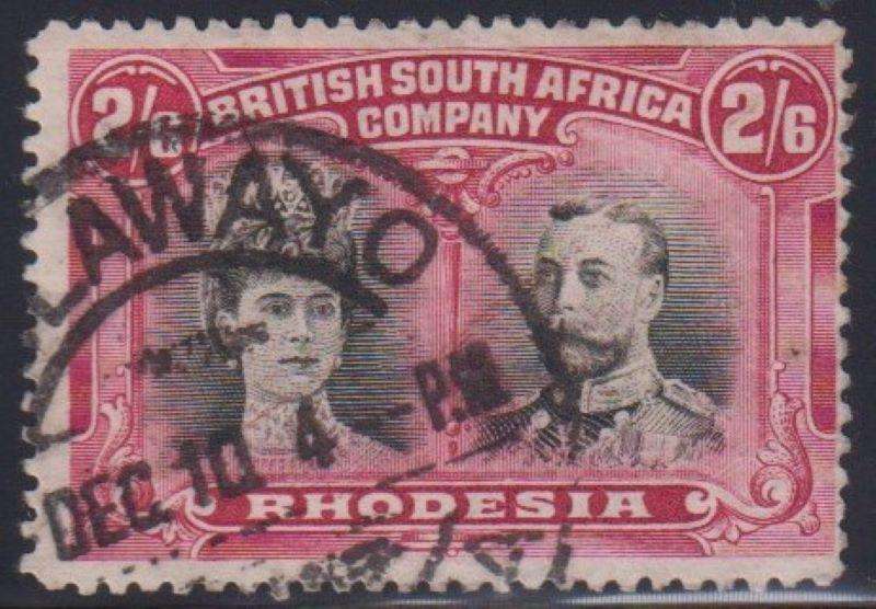 RHODESIA - BSAC 1910 2/6  DOUBLE HEAD SOUND USED SACC 155 - SCARCE