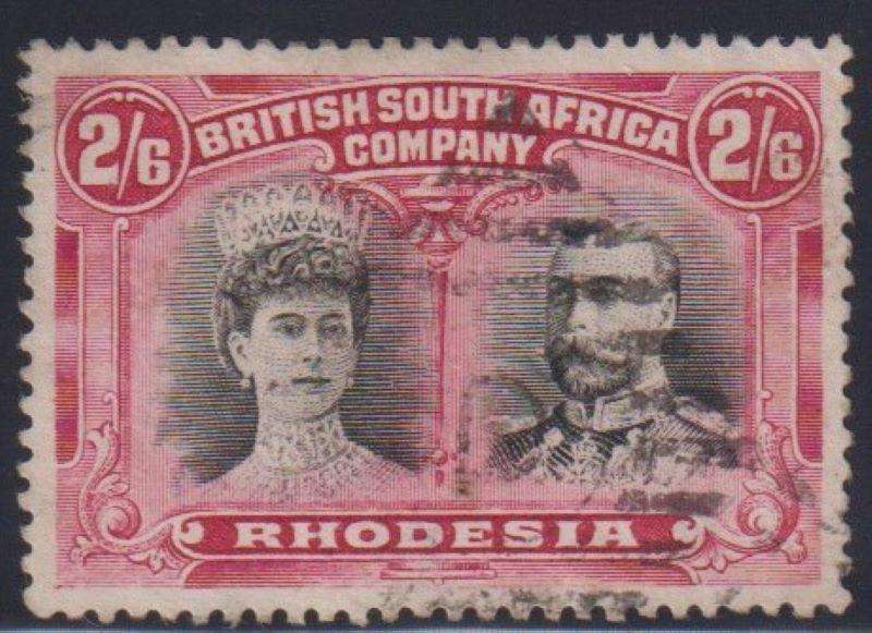 RHODESIA - BSAC 1910 2/6  DOUBLE HEAD SOUND USED SG 155a CV £325