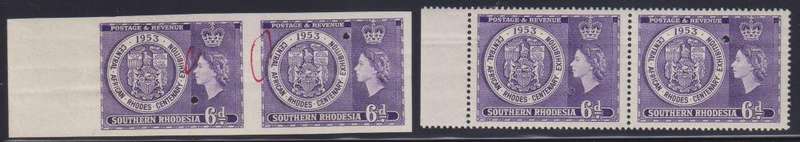 SOUTHERN RHODESIA 1953 RHODES CENTENARY - PRINTER'S FILE COPIES  PAIRS- SUPERB!