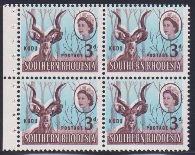 SOUTHERN RHODESIA 3d BOOKLET PANE WITH LARGE COLOR SHIFT