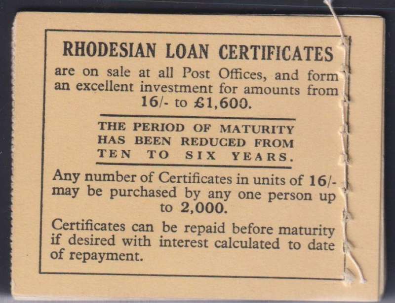 SOUTHERN RHODESIA SCARCE KGV1  1938 BOOKLET SACC R10,000
