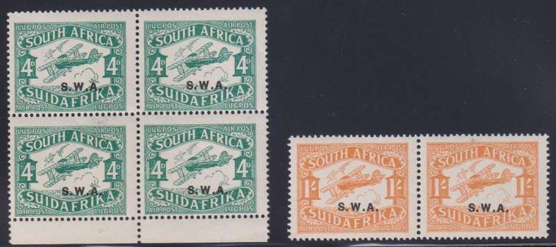 SWA 1930 AIRMAILS 2nd PRINTING UNMOUNTED BLOCK & PAIR  MINT SACC 97/8