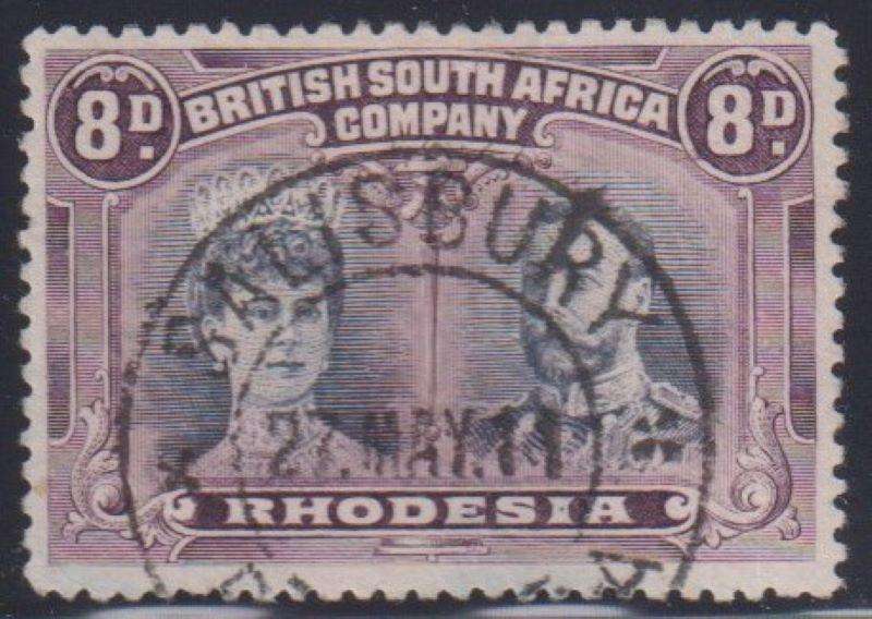 RHODESIA 1910 8d DOUBLE HEAD FINE USED SACC 147