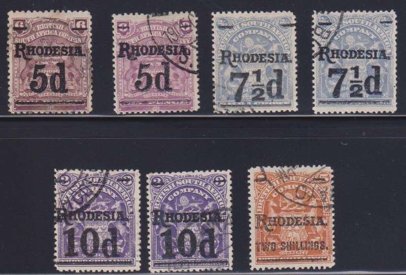 RHODESIA - BSAC 1909 SURCHARGES SOUND USED