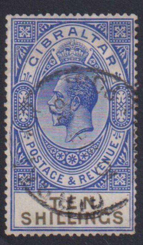 GIBRALTAR 1925 10/-  SOUND USED SG 106  CV £85
