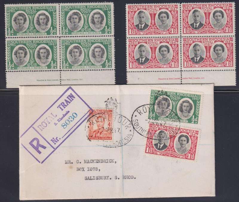SOUTHERN RHODESIA 1947 ROYAL VISIT "ROYAL TRAIN" COVER & IMPRINTS  UM
