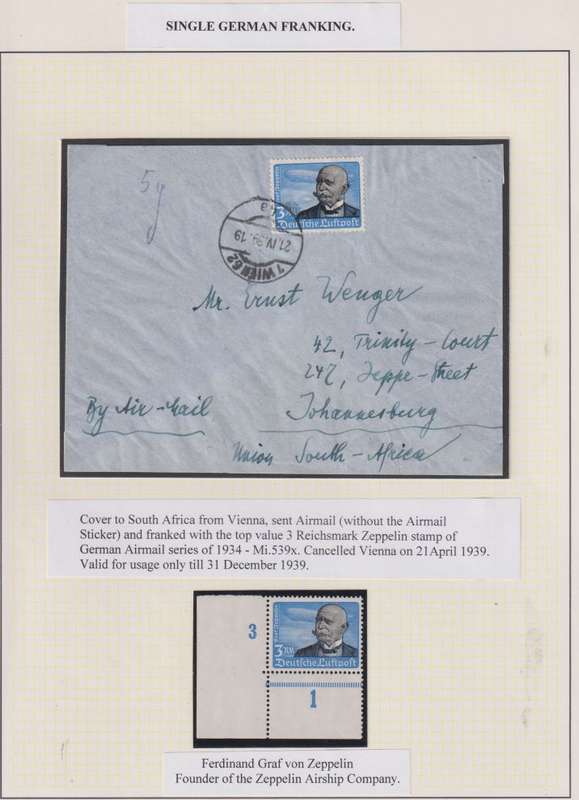 GERMANY-ZEPELLIN/LILIENTHAL STAMPS (UM) & ON COVERS USED IN AUSTRIA