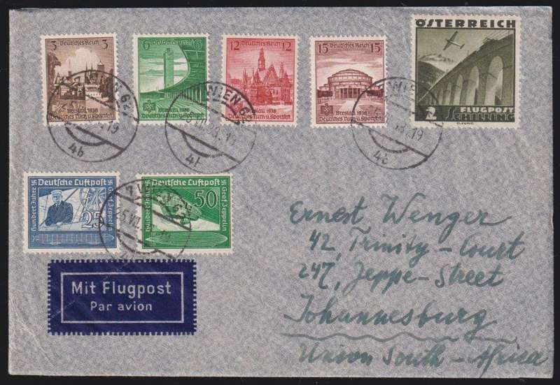AUSTRIA - GERMANY 1938 COVERS MIXED STAMPS - INCL A ZEPPELIN