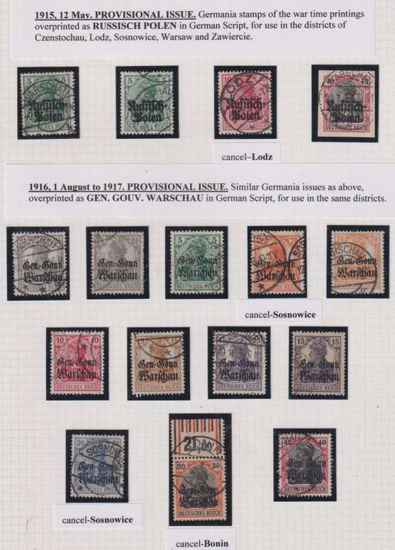 GERMANY 1915/17  USED IN POLAND A LOVELY LOT WRITTEN UP