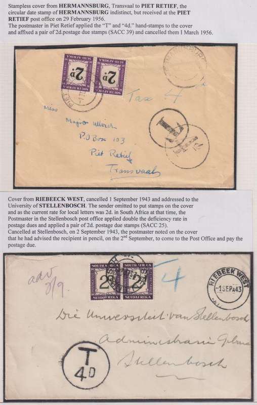 UNION POSTAGE DUES ON INCOMING COVERS/CARDS - SUPERB LOT