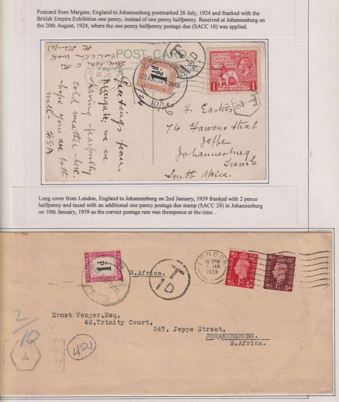 UNION POSTAGE DUES ON INCOMING COVERS/CARDS - SUPERB LOT