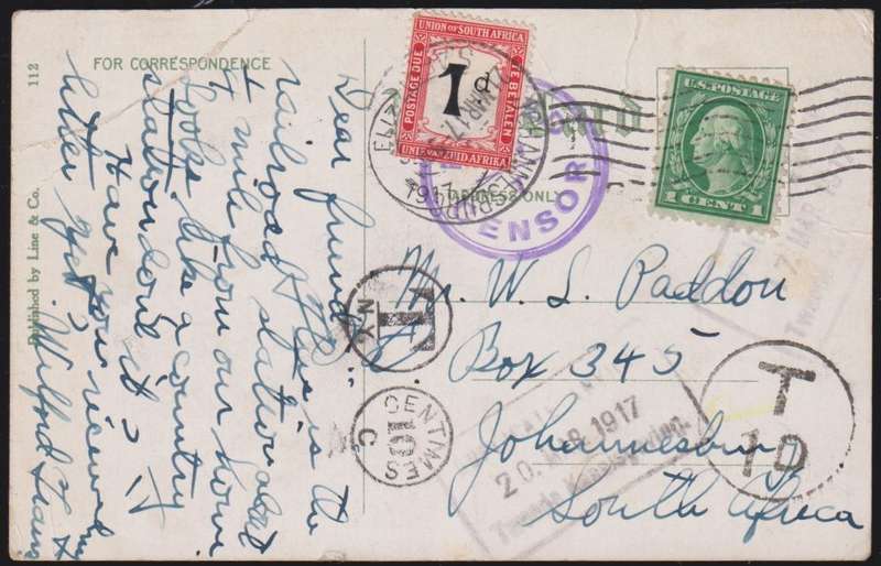 SA POSTAGE DUES WRITTEN UP ON COVERS/CARDS