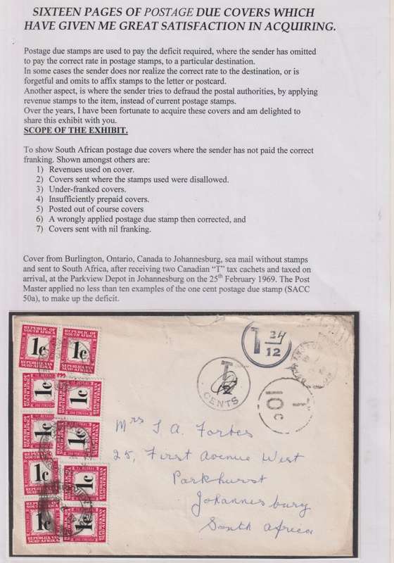 SA POSTAGE DUES WRITTEN UP ON COVERS/CARDS