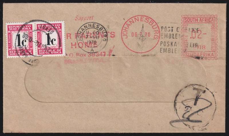 SA POSTAGE DUES WRITTEN UP COVERS/CARD