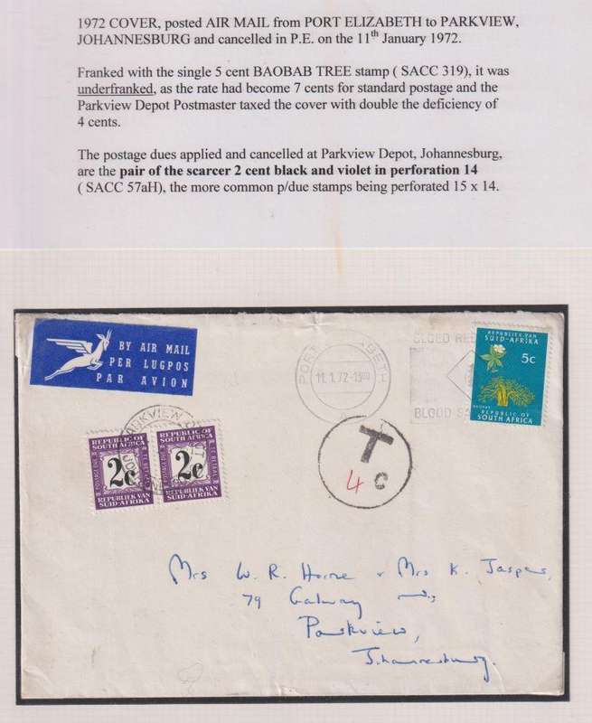 RSA POSTAGE DUES ON INCOMING COVERS - SUPERB LOT