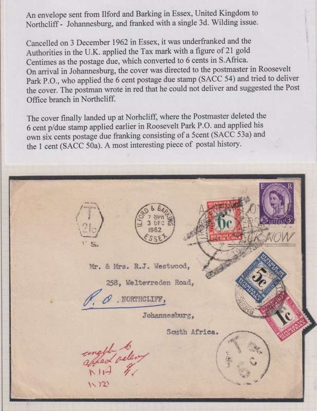 SA POSTAGE DUES WRITTEN UP COVERS/CARD