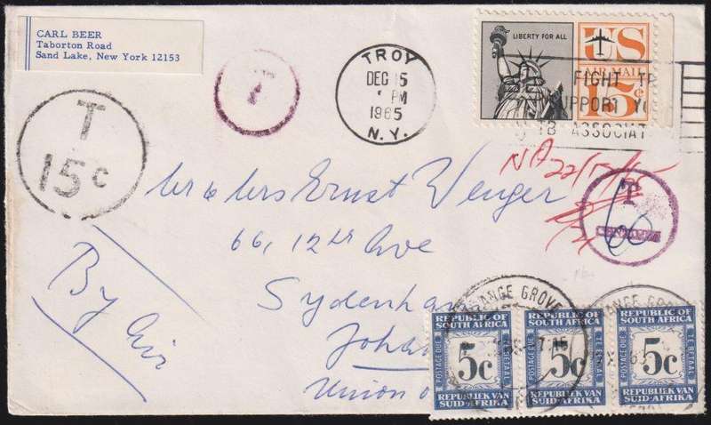RSA POSTAGE DUES ON INCOMING COVERS - SUPERB LOT