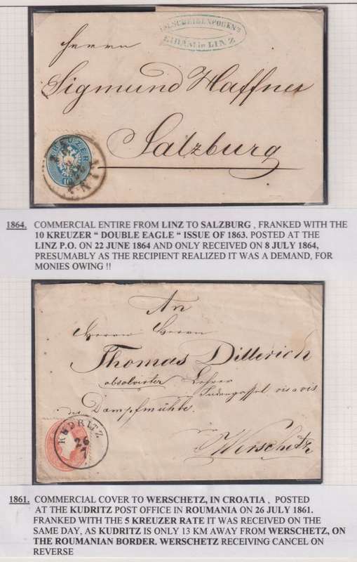 AUSTRIA 1850's - 1880's LOVELY LOT & COVERS  WELL WRITTEN UP
