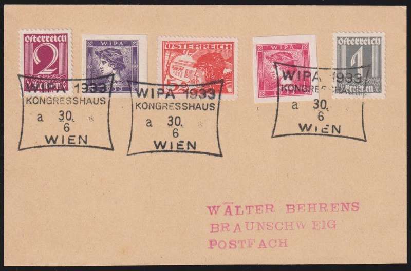 AUSTRIA 1930 WIPA POSTCARDS - SUPERB- ZEPELLIN LABEL - WRITTEN UP