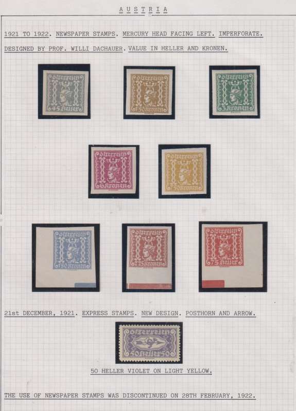 AUSTRIA 1920-1936 MINT ISSUES & NEWSPAPER STAMPS WELL WRITTEN UP