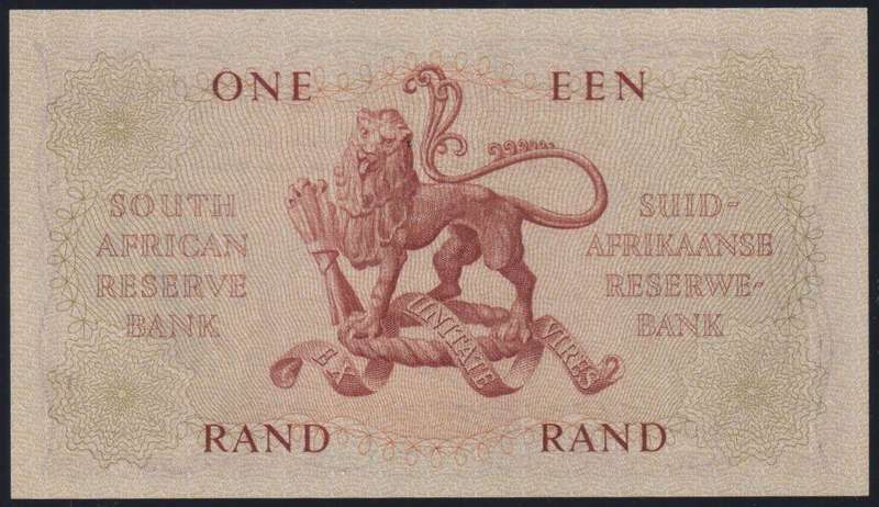 SOUTH AFRICA RISSIK ONE RAND  BANKNOTE UNCIRCULATED