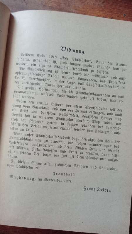 Stahlhelm Bundes Liederbuch