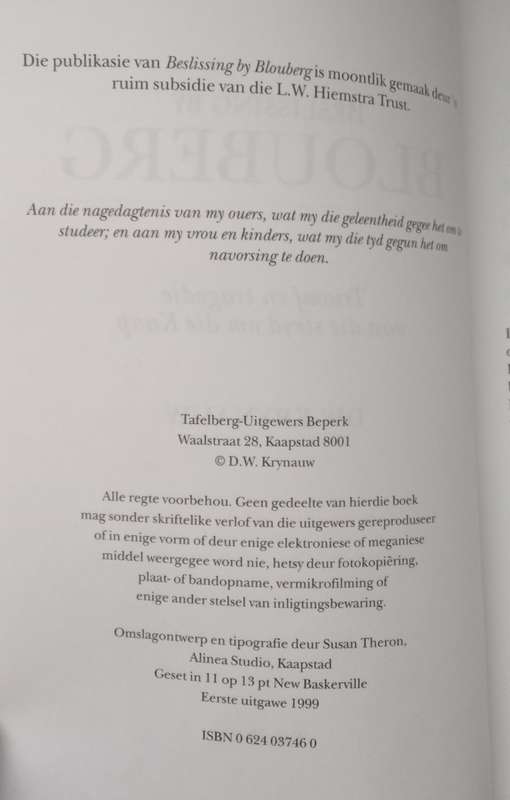 Krynauw, D.W.  - Beslissing by Blouberg