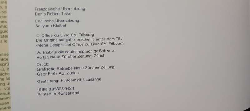 Schmidt, Hanspeter - Menu Designs