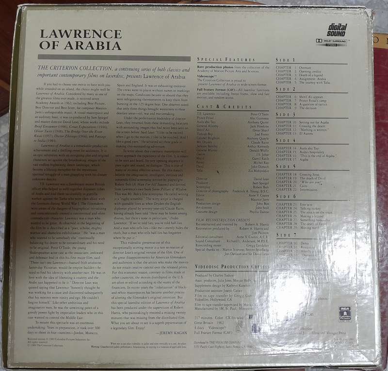 *Reduced* Lawrence of Arabia Laserdisc (4 disc set, Criterion collection edition)