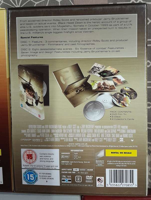 5 movie bundle (2 dvd sets, each with cards in movie reel tins)