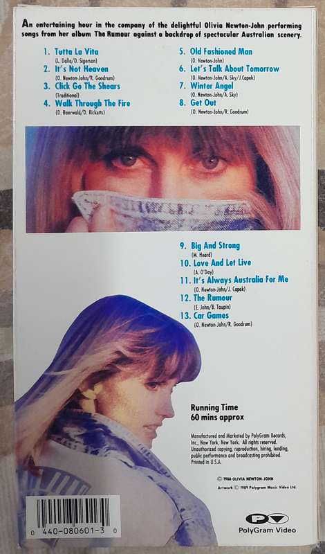 Olivia Newton-John "Down Under" VHS cassette (NTSC format)
