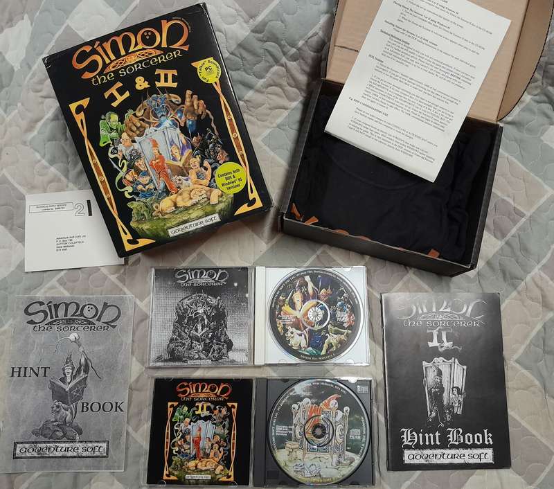 Simon the Sorcerer 1 and 2 PC Big Box Adventure Game Set with T-Shirt