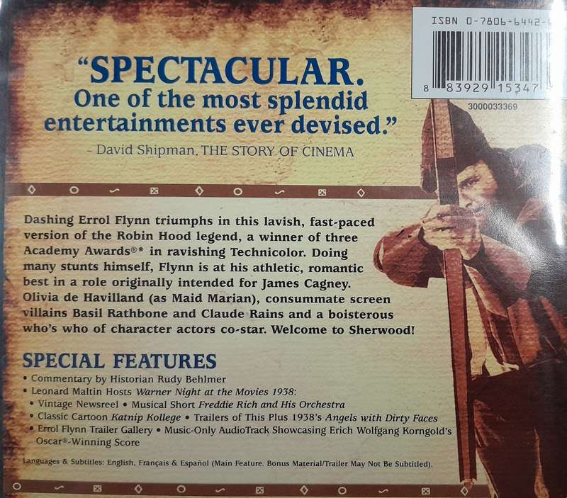 The Adventures of Robin Hood DVD (Errol Flynn, Olivia de Havilland) (NOT Disney)
