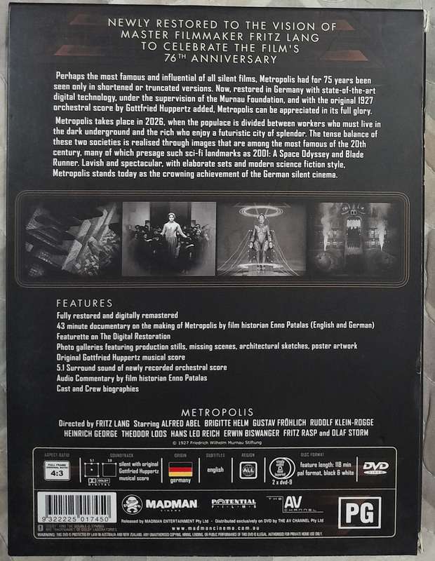 Fritz Lang's Metropolis - 2 Disc Special Edition DVD