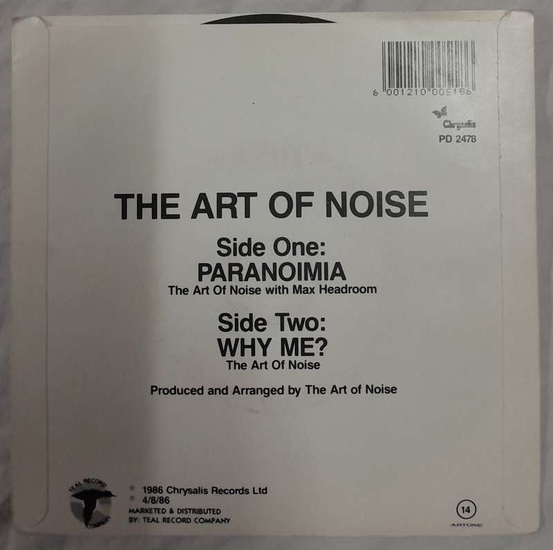 The Art of Noise - Paranoimia (with Max Headroom) 7" single