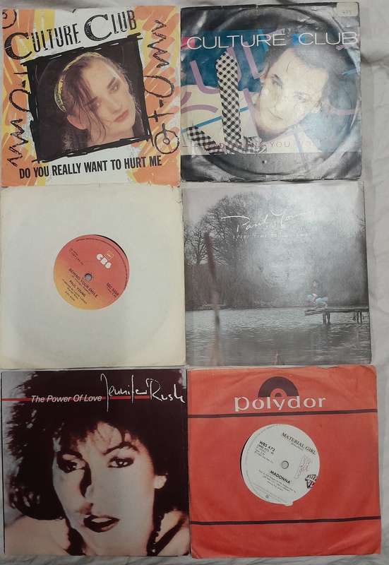 6 x 7" singles bundle Jennifer Rush, Madonna, Paul Young, Culture Club