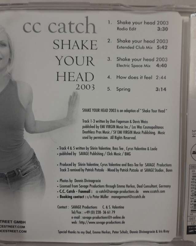 CC Catch - Shake Your Head 2003 CDsingle