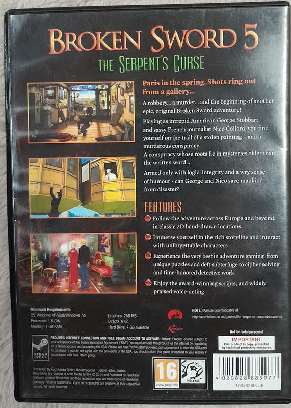 Broken Sword 5 - The Serpent's Curse PC Dvd-rom game
