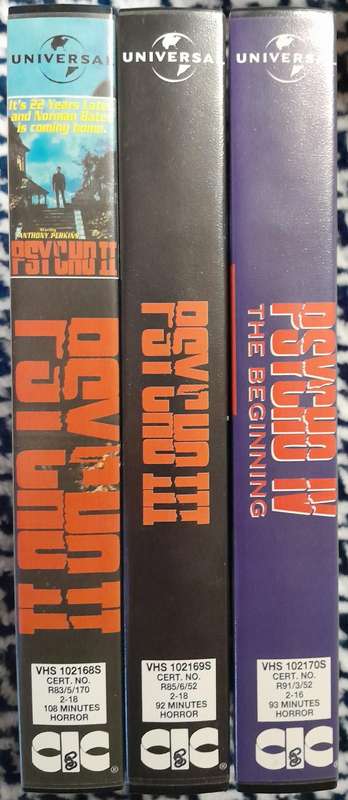 Psycho 2,3 and 4. 3 x VHS bundle (Anthony Perkins, Alfred Hitchcock)