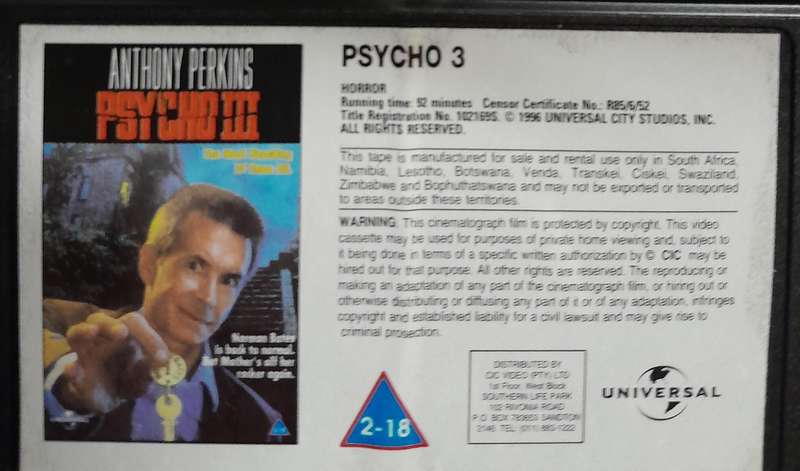 Psycho 2,3 and 4. 3 x VHS bundle (Anthony Perkins, Alfred Hitchcock)